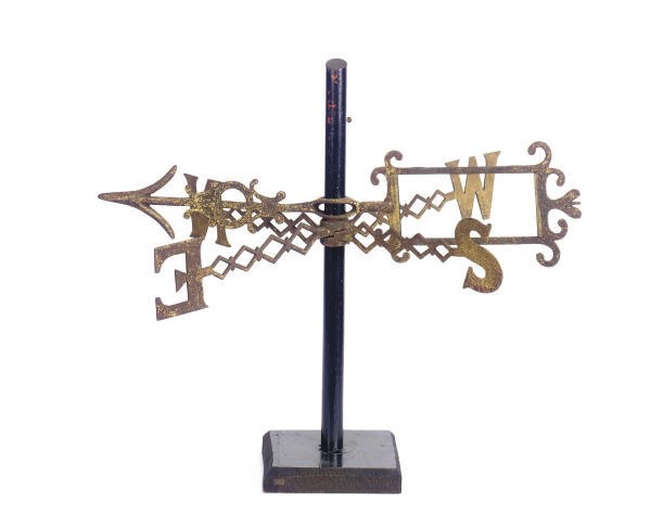 AN AMERICAN GILT-IRON BANNERET WEATHERVANE AND DIRECTIONALS,