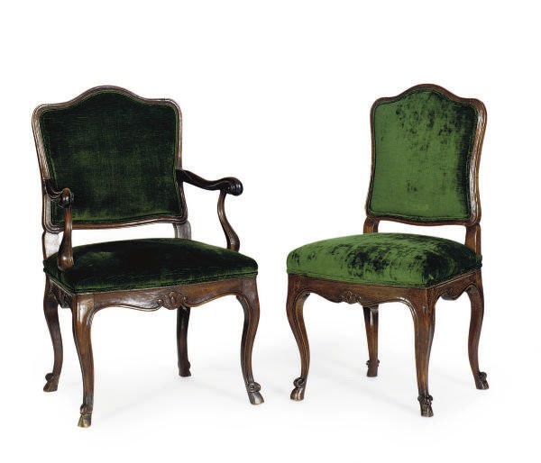 A SET OF SIX NORTH ITALIAN CHAIRS,