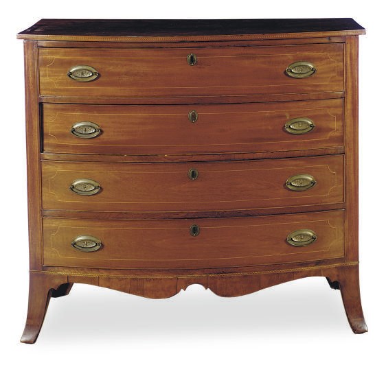 AN AMERICAN FEDERAL BOWFRONT CHEST-OF-DRAWERS,