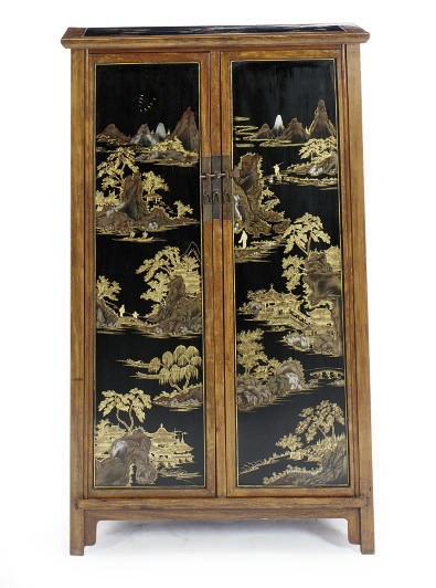 A PAIR OF CHINESE HARDWOOD AND LACQUER CABINETS,