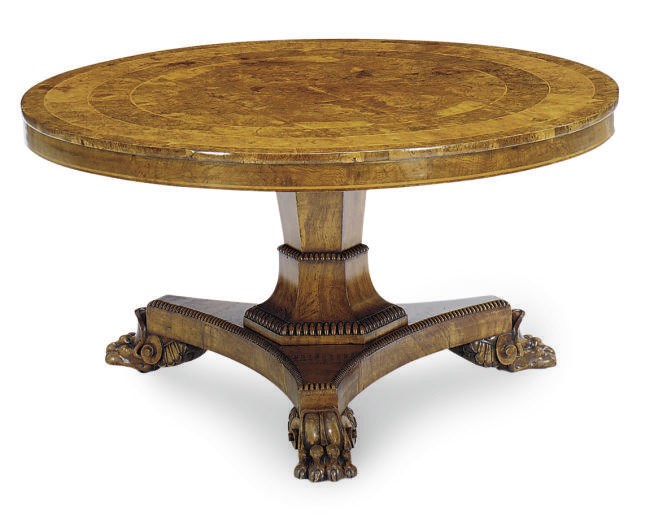 A GEORGE IV WALNUT CENTER TABLE,