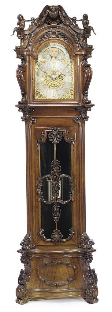 A ROCOCO REVIVAL MAHOGANY TALL CASE CLOCK,