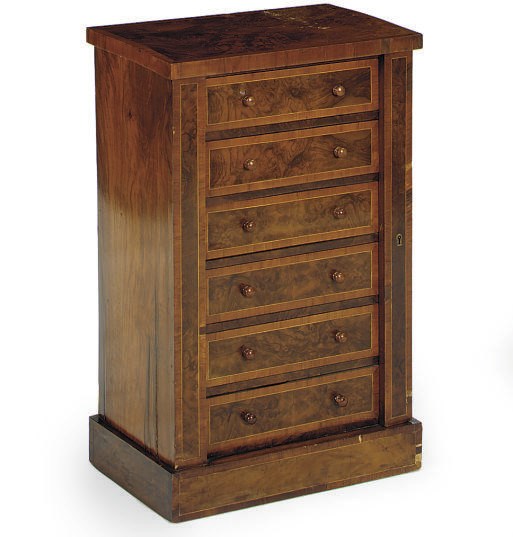 A VICTORIAN WALNUT TABLE TOP 'WELLINGTON' CHEST,