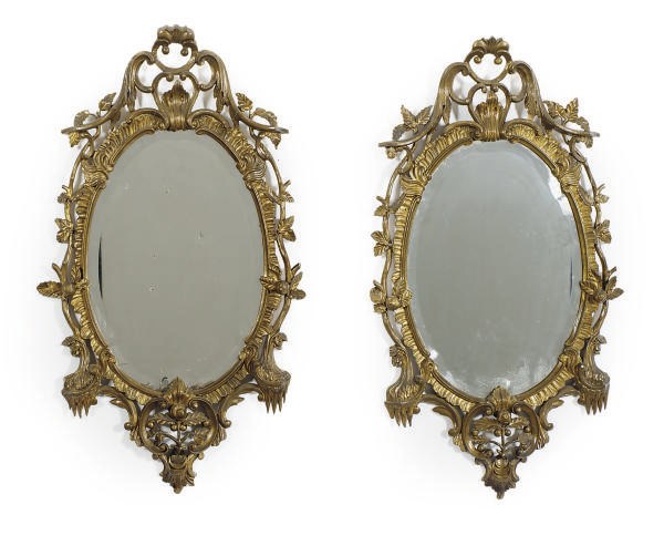 A PAIR OF VICTORIAN GILTWOOD MIRRORS,