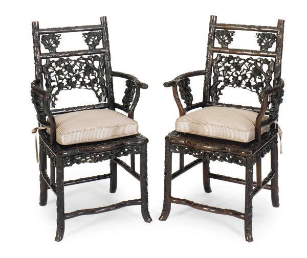 A PAIR OF CHINESE HARDWOOD ARMCHAIRS,
