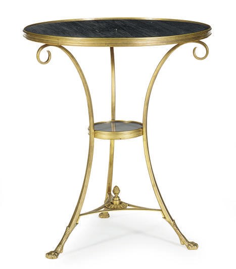 A GILT-METAL AND MARBLE GUERIDON,