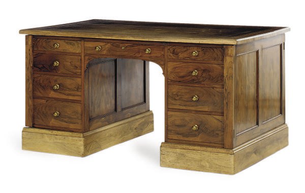 AN EARLY VICTORIAN ROSEWOOD PARTNER'S DESK**,