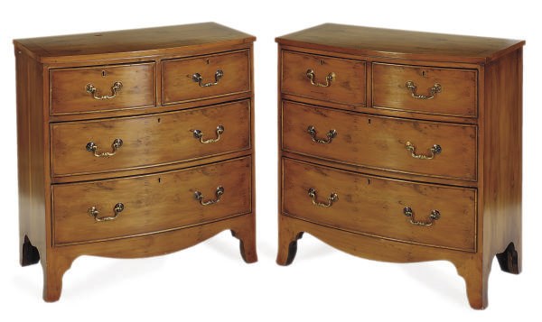 A PAIR OF PINE CHEST-OF-DRAWERS,