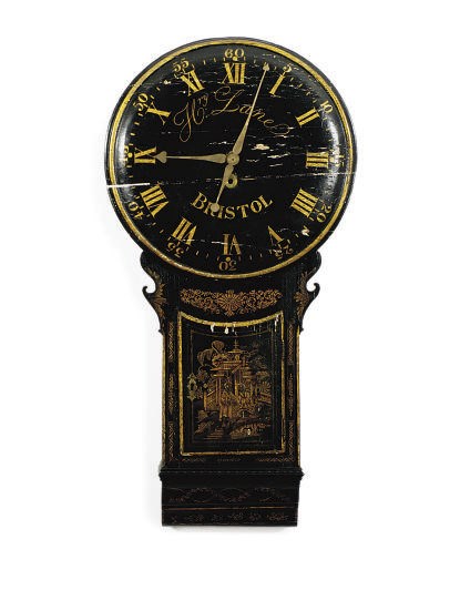 AN ENGLISH BLACK AND GILT-JAPANNED 'ACT OF PARLIAMENT' CLOCK,