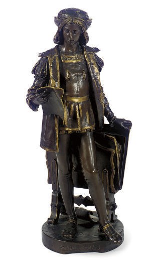 A PATINATED AND GILT-BRONZE FIGURE OF RAPHEL SANZIO,