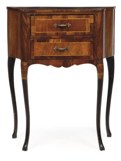 AN ITALIAN ROSEWOOD AND PART-EBONIZED DIMINUTIVE COMMODE**,