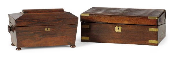 A REGENCY ROSEWOOD TEA CADDY**,