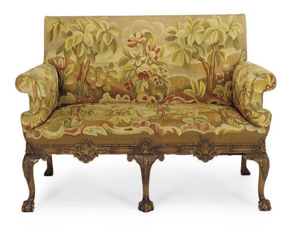 AN ENGLISH WALNUT SETTEE,