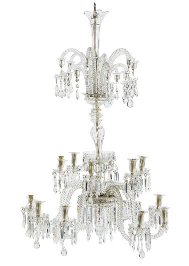 A CUT AND MOLDED-GLASS FOURTEEN-LIGHT CHANDELIER