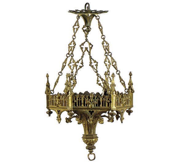 A GOTHIC REVIVAL GILT-BRONZE CHANDELIER,