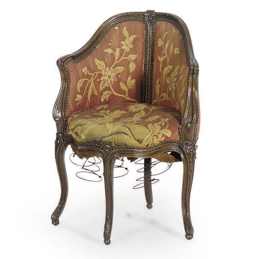 A LOUIS XV STAINED BEECHWOOD BERGERE EN BUREAU,