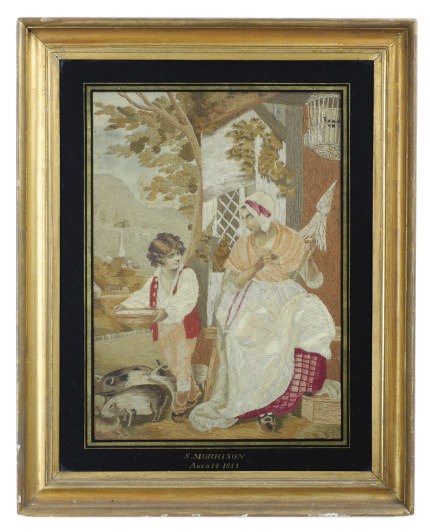 A REGENCY WOOLWORK PICTURE,