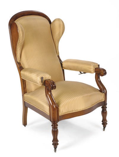 A LOUIS PHILIPPE FRUITWOOD AND ROSEWOOD FAUTEUIL**,