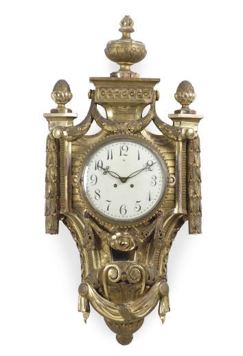 A SWEDISH GILTWOOD CARTEL CLOCK,