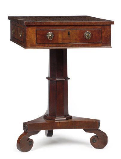A LOUIS PHILIPPE MAHOGANY, ROSEWOOD-BANDED AND PART-EBONIZED SIDE TABLE**,