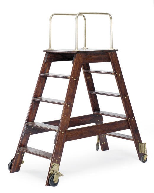 A SET OF GEORGE III STYLE BRASS-MOUNTED MAHOGANY LIBRARY STEPS,