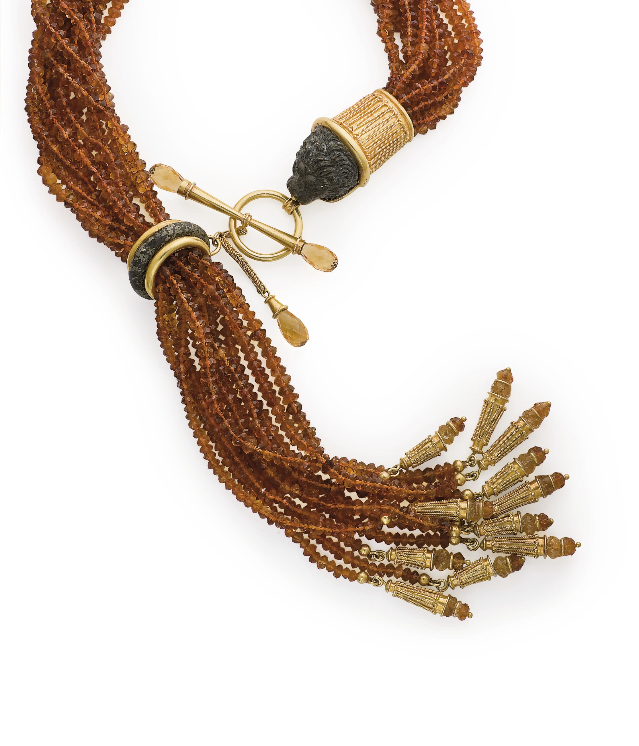 COLLIER CITRINES ET OR