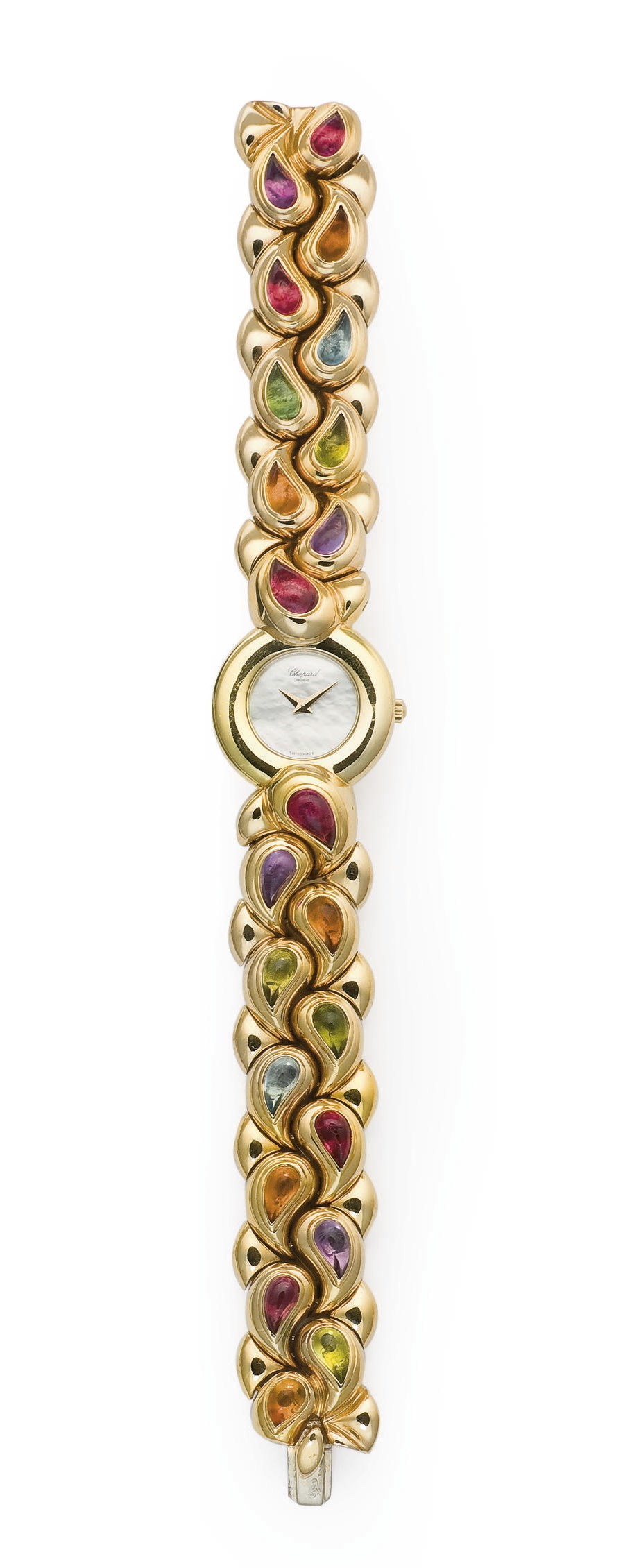 MONTRE BRACELET DE DAME "CASMIR" NACRE, TOURMALINES, CITRINES, AMETHYSTES, AIGUES-MARINES ET PERIDOTS, PAR CHOPARD