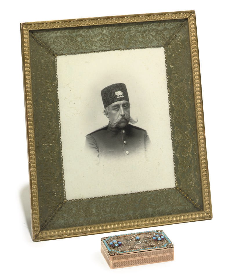 A ROYAL GOLD, DIAMOND AND GEM CIGARETTE CASE PRESENTED BY MOZAFFAR AL-DIN SHAH QAJAR OF PERSIA