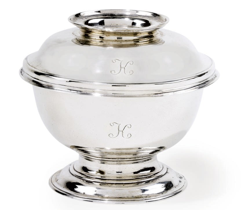 A GEORGE II SILVER COVERED SUGAR BOWL