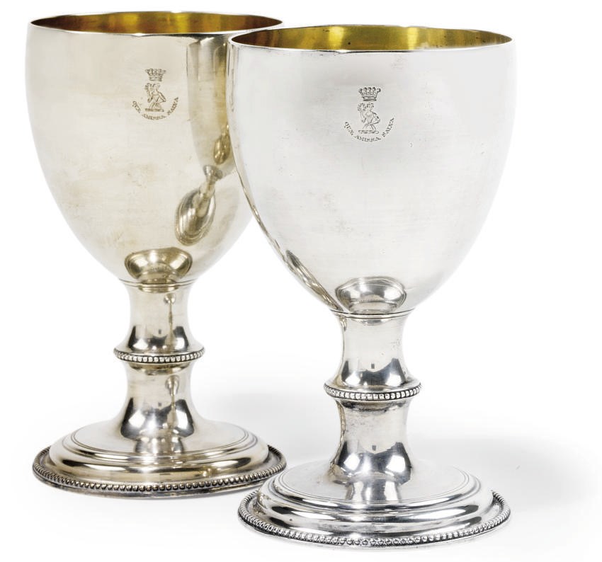 A PAIR OF GEORGE III SCOTTISH SILVER GOBLETS