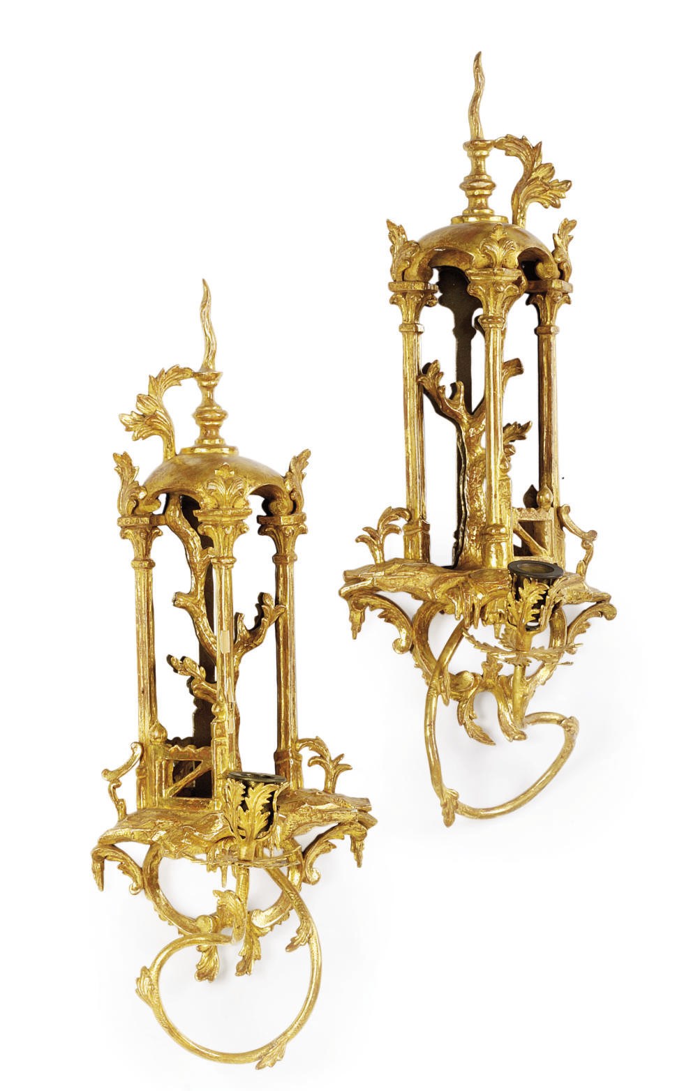 A PAIR OF GILTWOOD GIRANDOLES