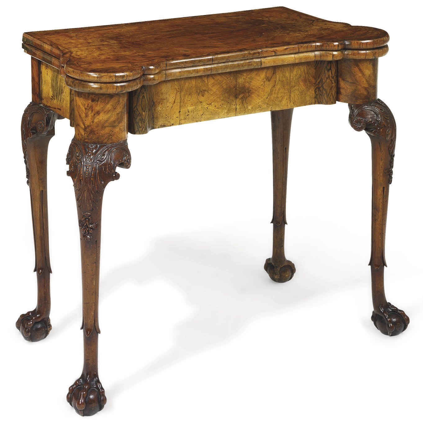 A GEORGE II WALNUT CONCERTINA-ACTION CARD-TABLE