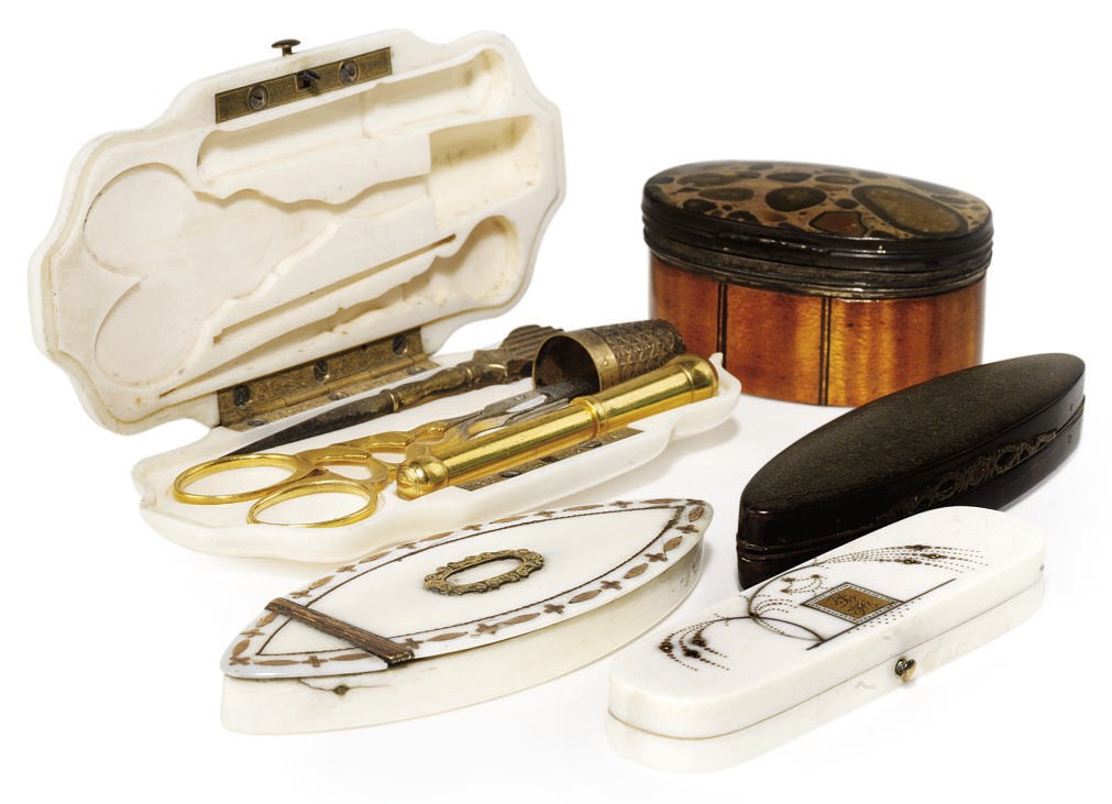 A FRENCH IVORY SEWING CASE