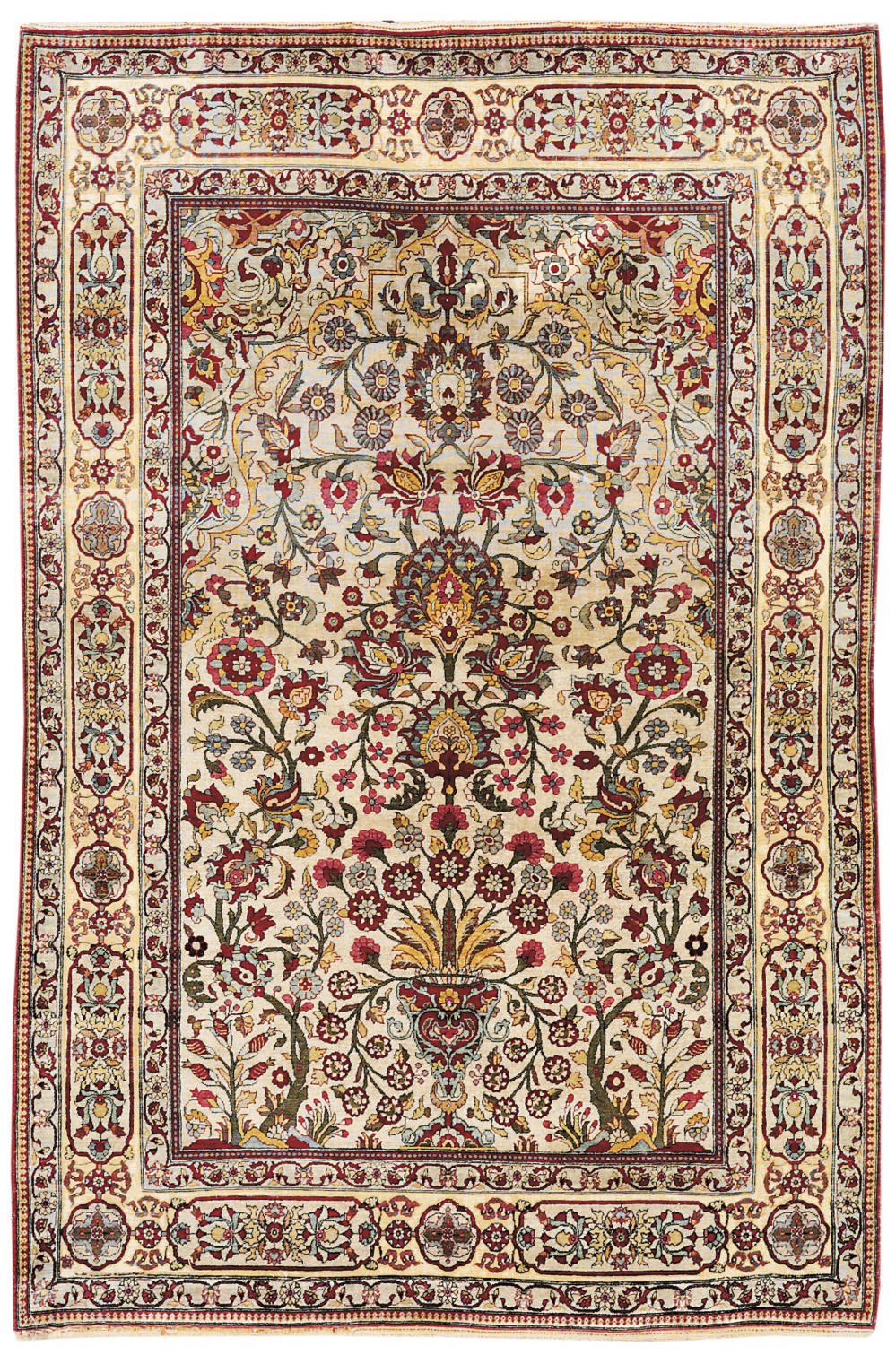 A PAIR OF FINE SILK KASHAN PRAYER RUGS