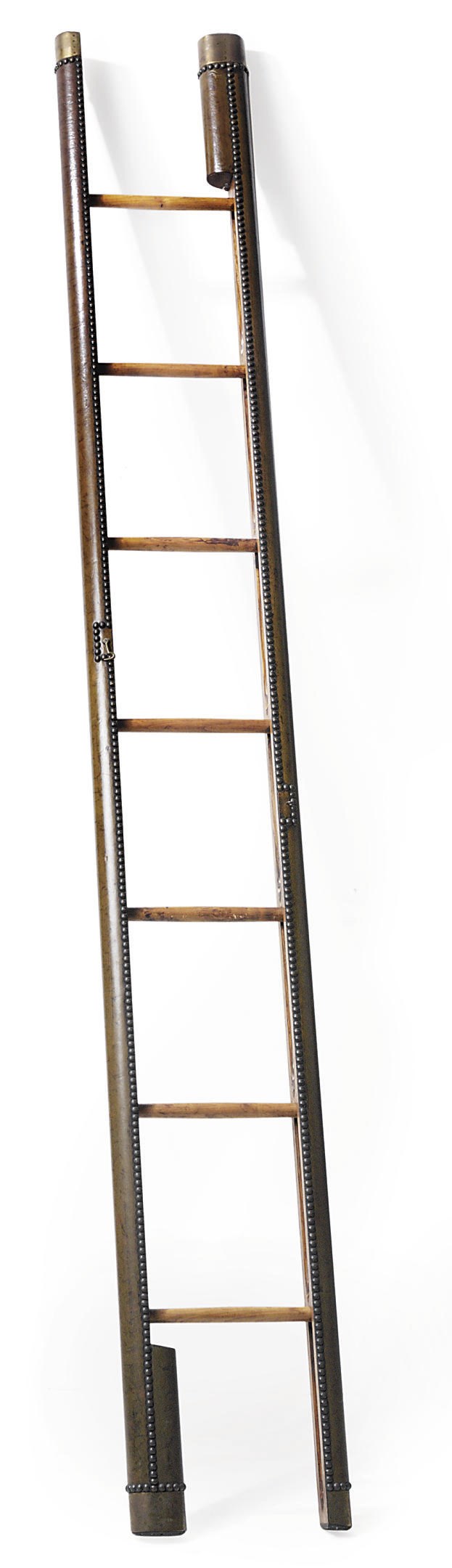 A BRASS-AND-LEATHER-BOUND LIBRARY LADDER