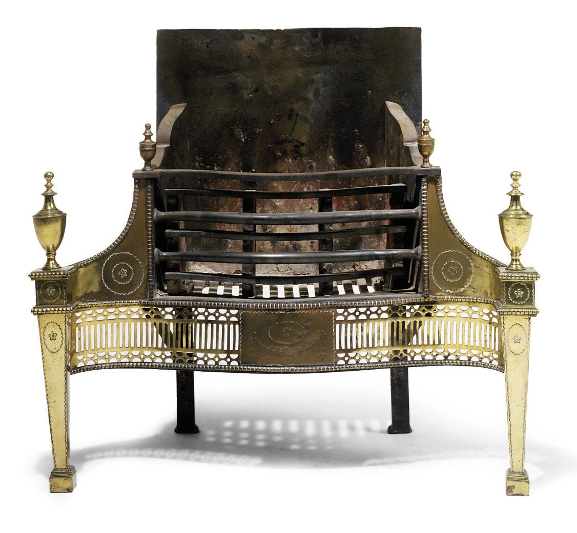 AN ENGLISH BRASS FIREGRATE