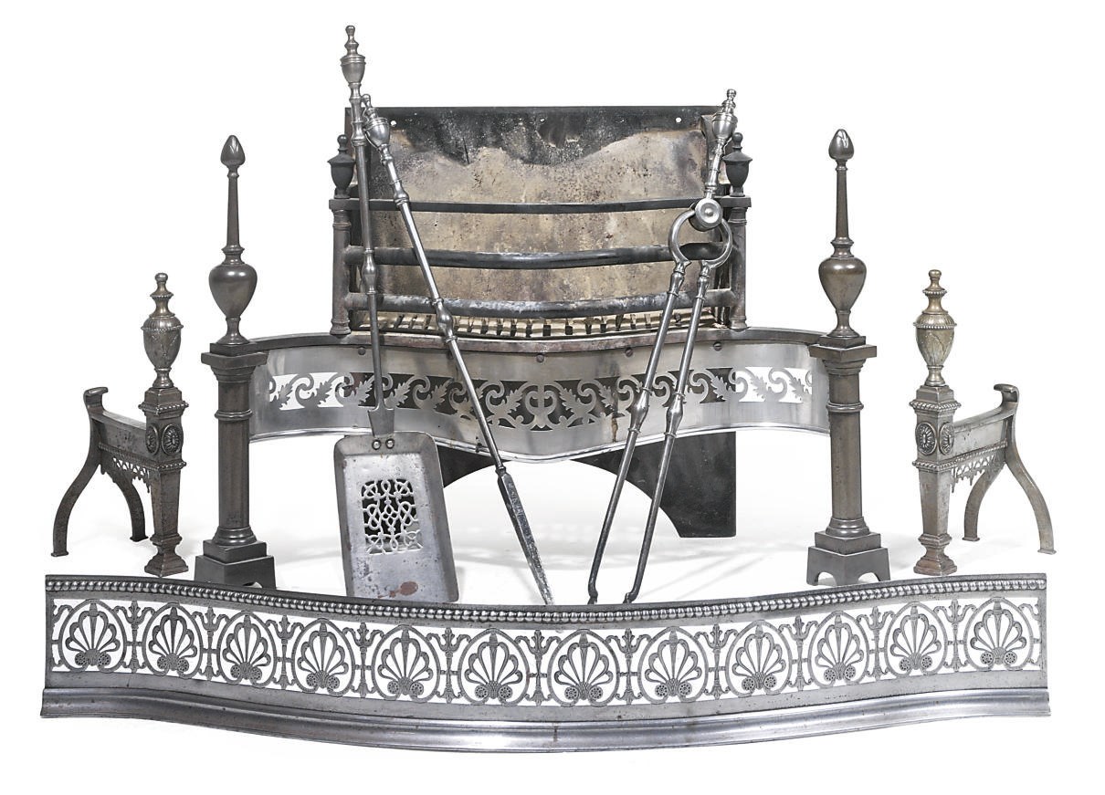AN ENGLISH STEEL FIREGRATE