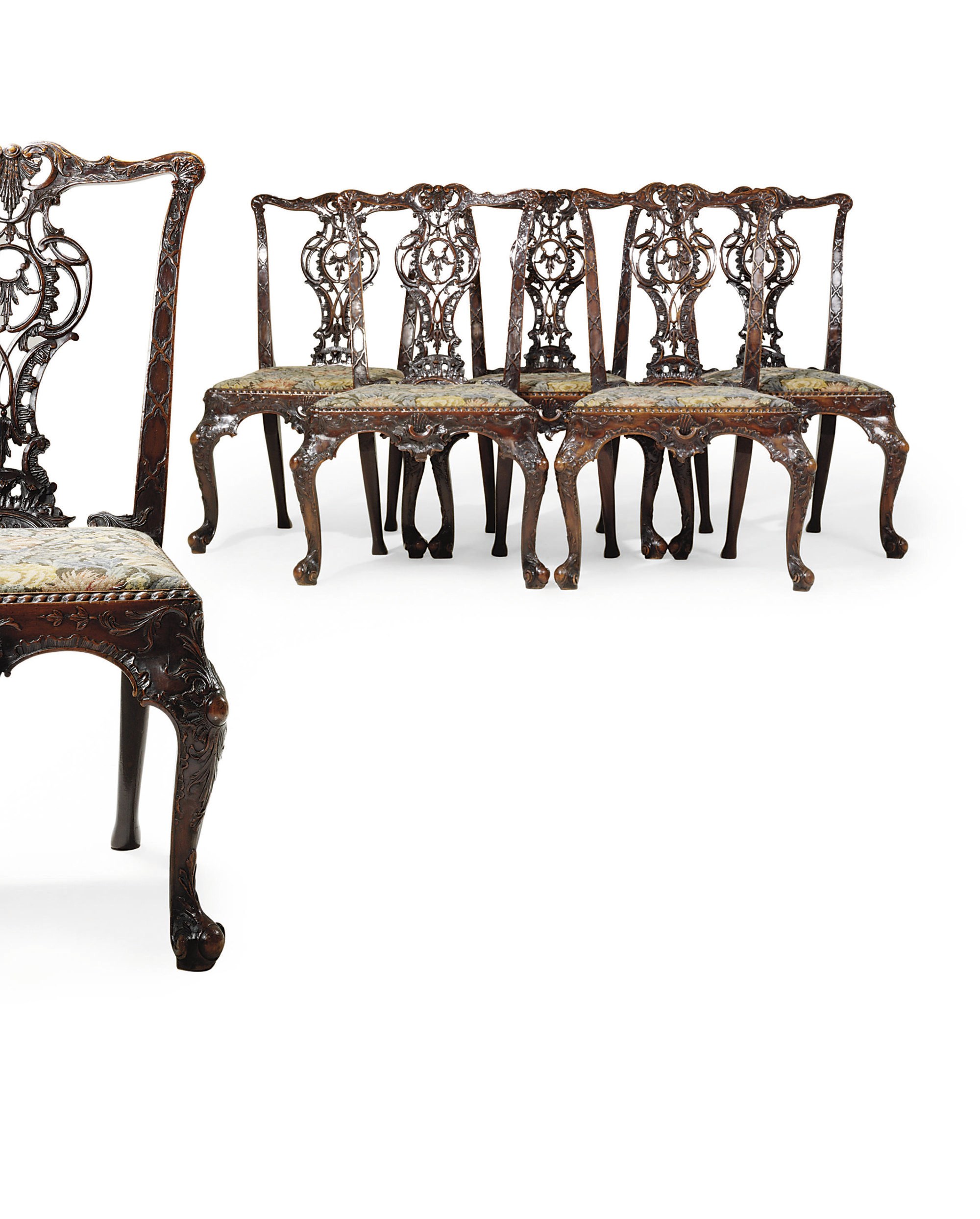 A SET OF SIX ENGLISH MAHOGANY SIDE CHAIRS