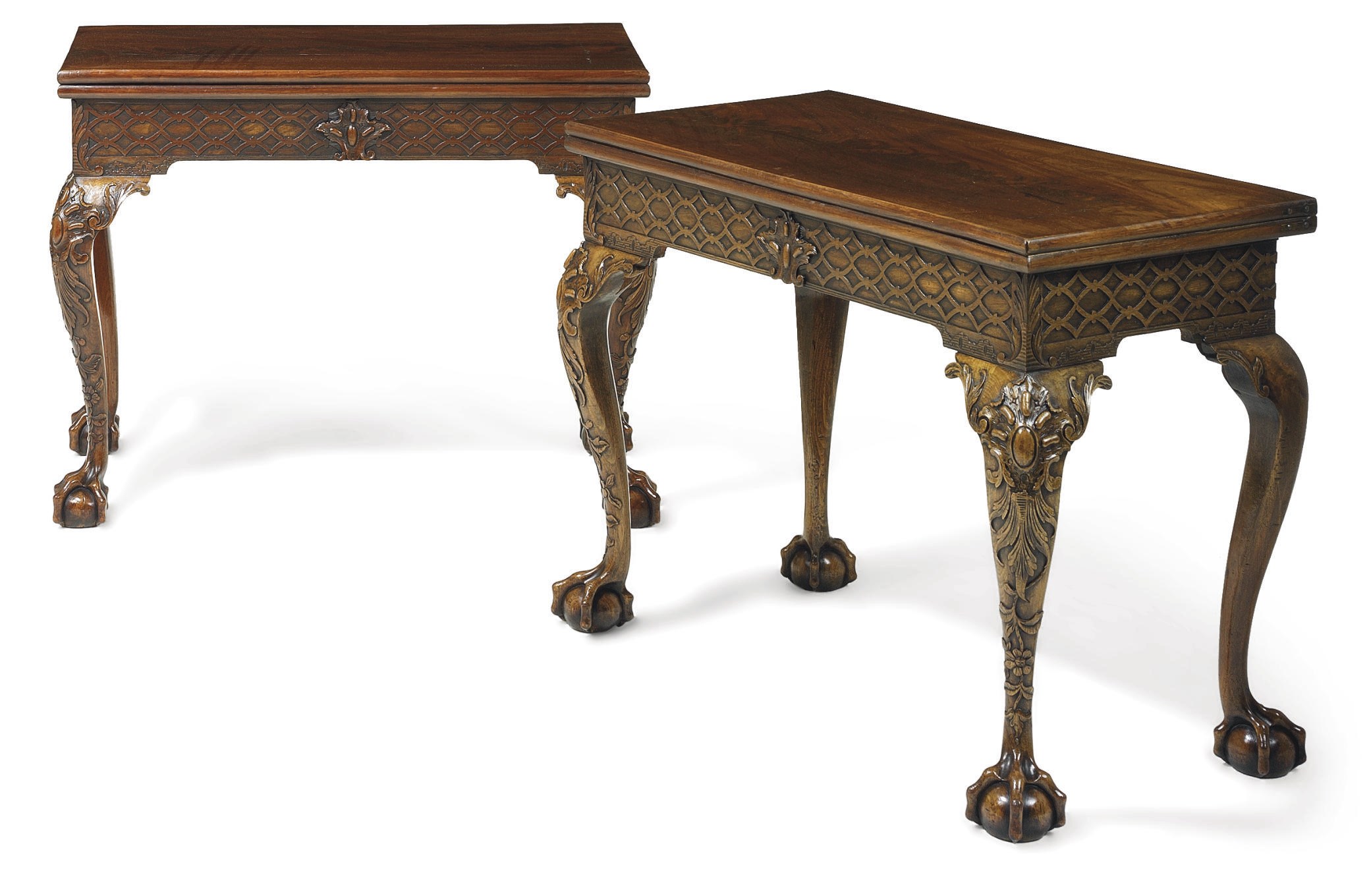 A PAIR OF VICTORIAN MAHOGANY CARD TABLES