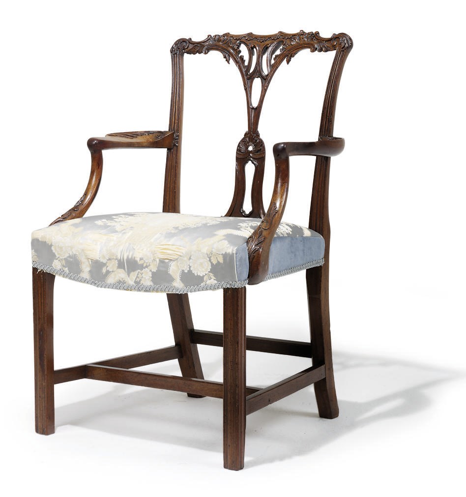 AN EARLY GEORGE III MAHOGANY ARMCHAIR