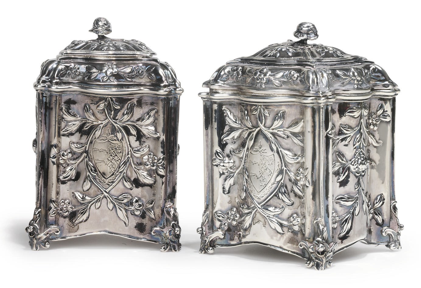 TWO GEORGE III SILVER TEA CADDIES