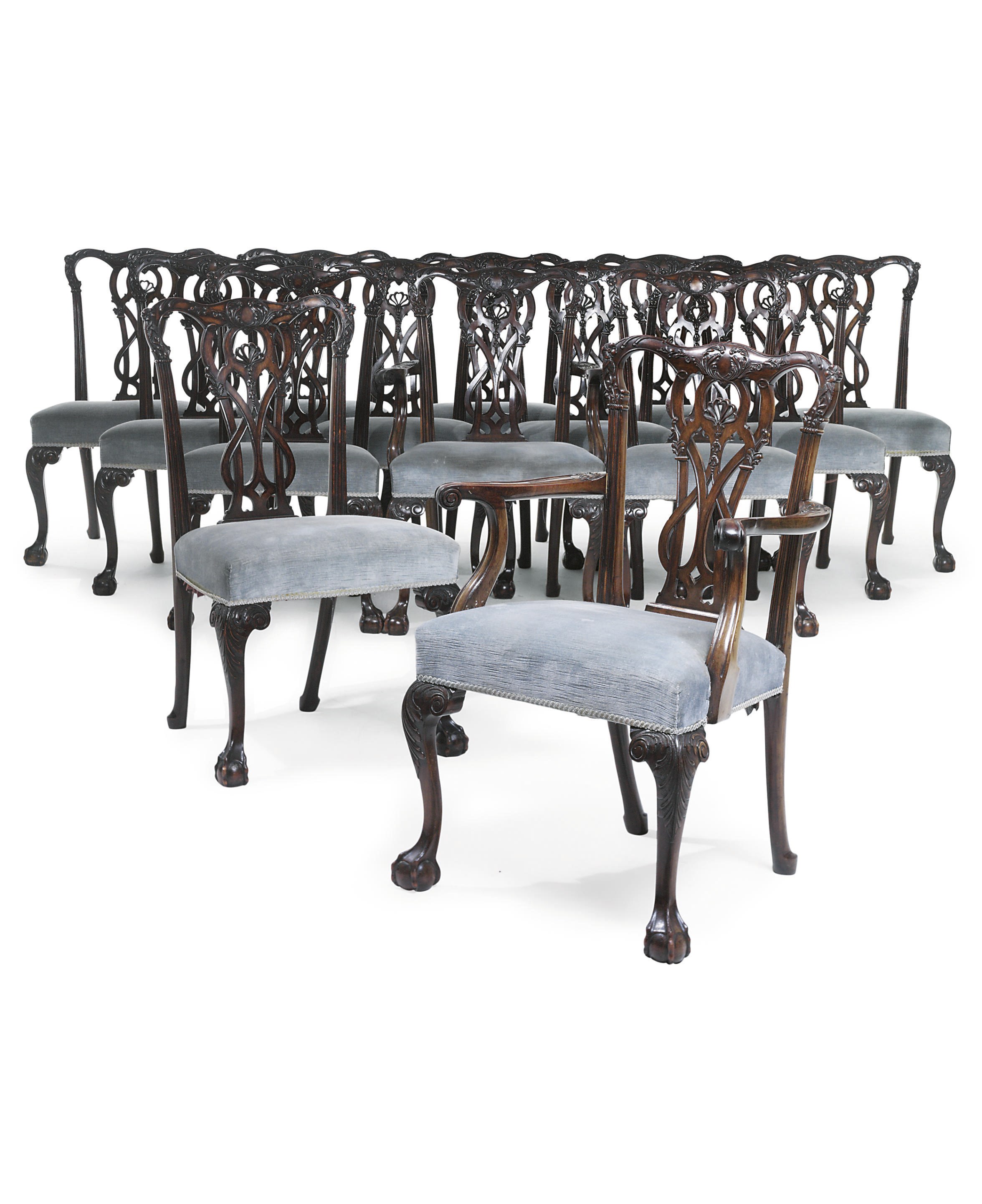 A SET OF FOURTEEN MAHOGANY DINING-CHAIRS