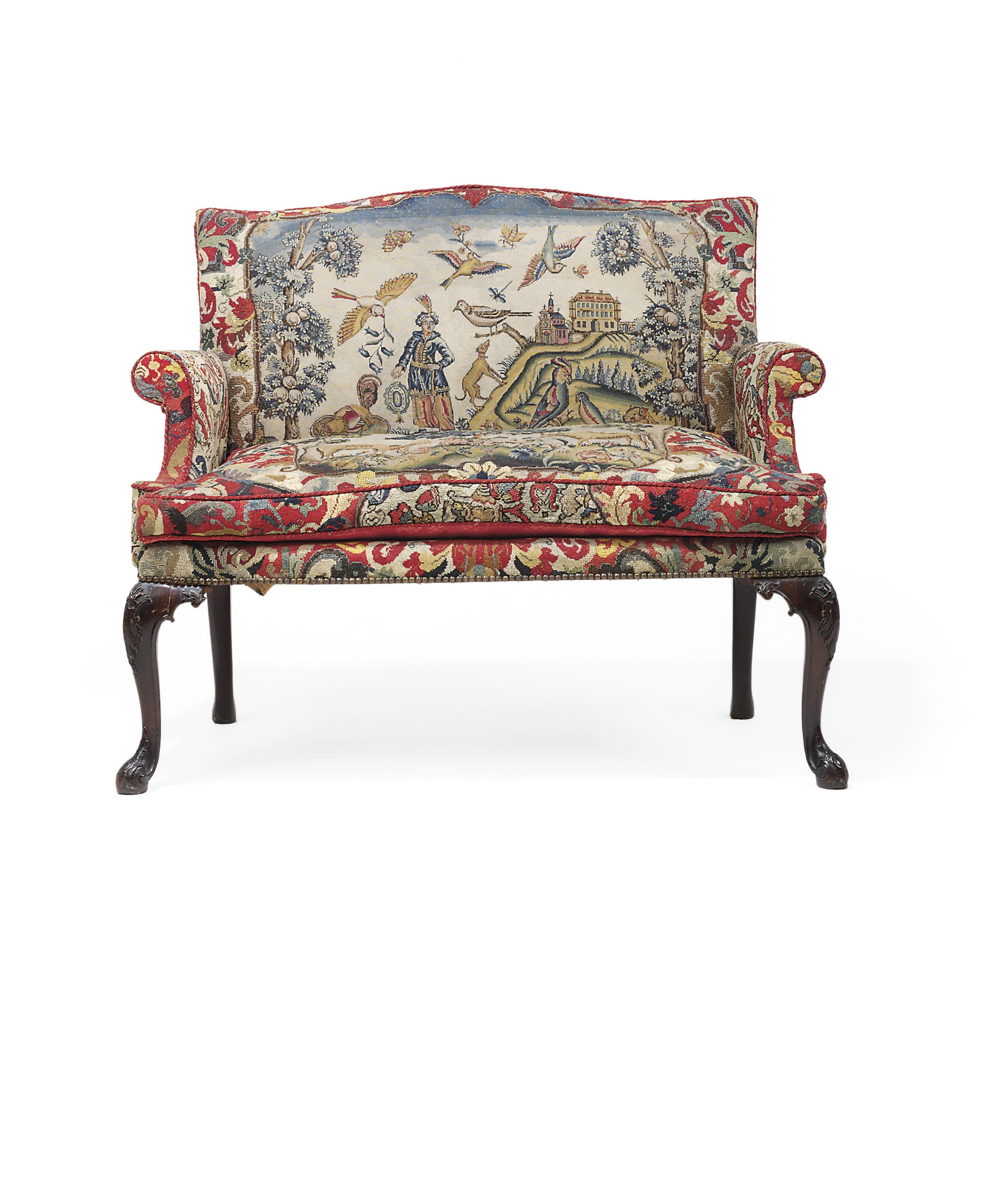 A GEORGE III MAHOGANY SMALL SETTEE