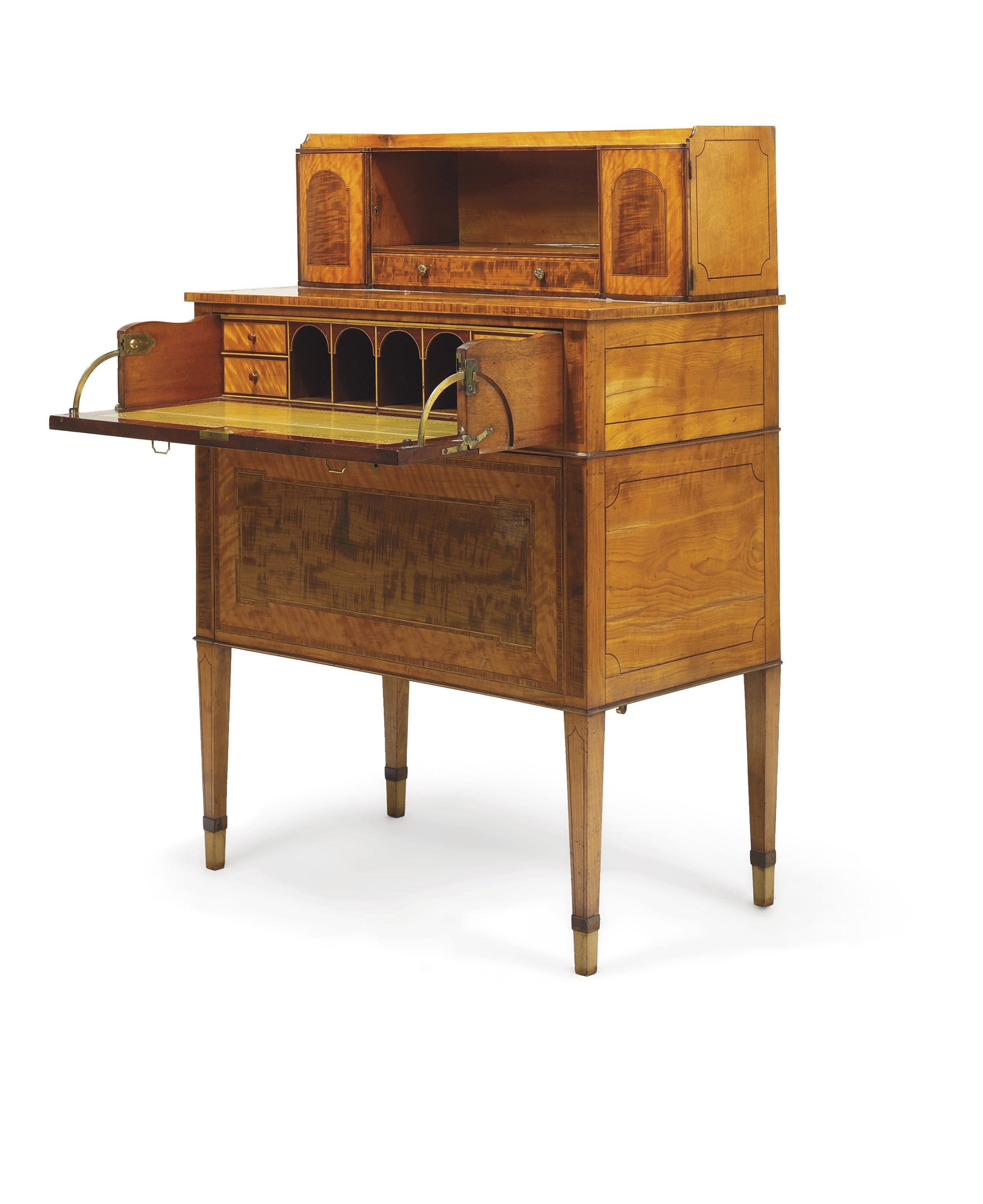 A GEORGE III SATINWOOD AND SABICU BONHEUR-DU-JOUR