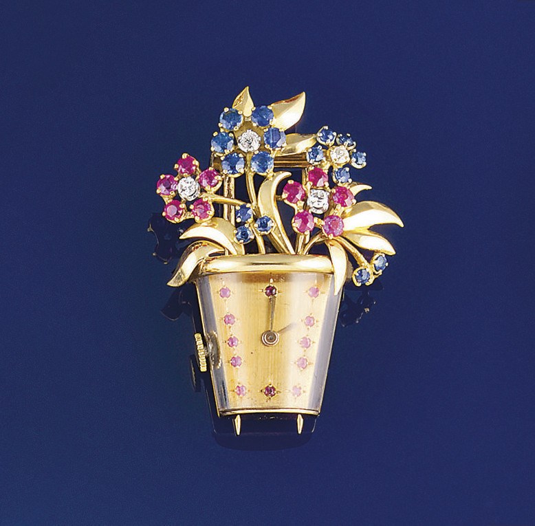 A gemset watch/brooch