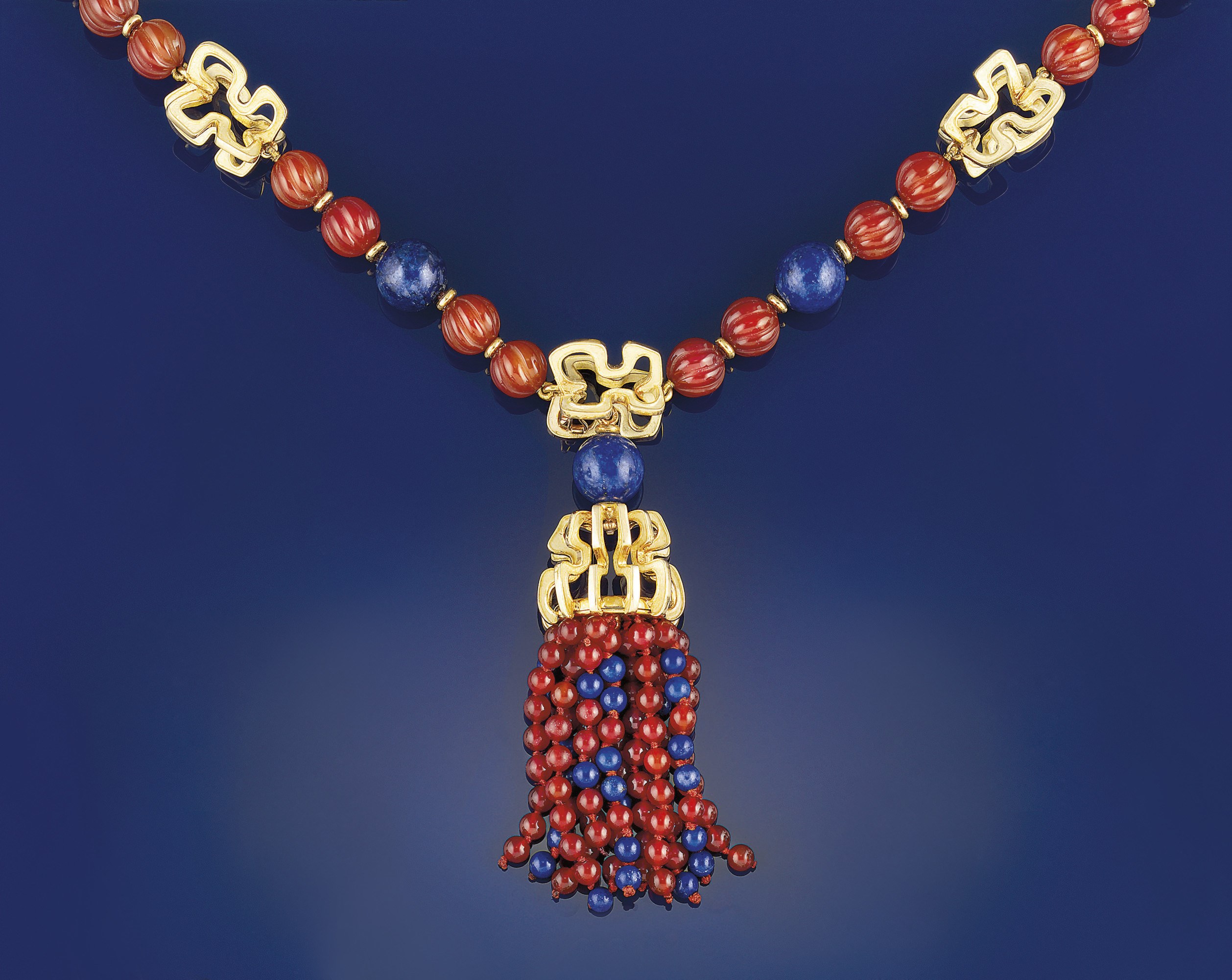 A lapis lazuli and cornelian necklace, by Chaumet