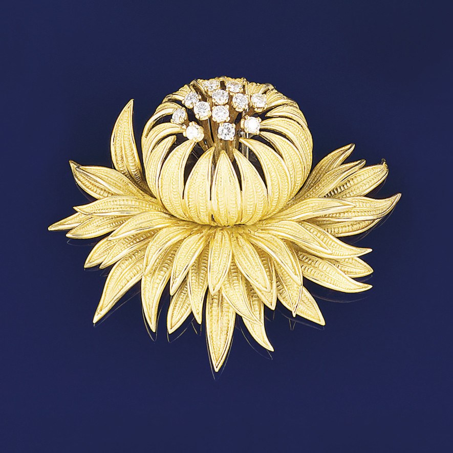 A flower brooch, by Cartier