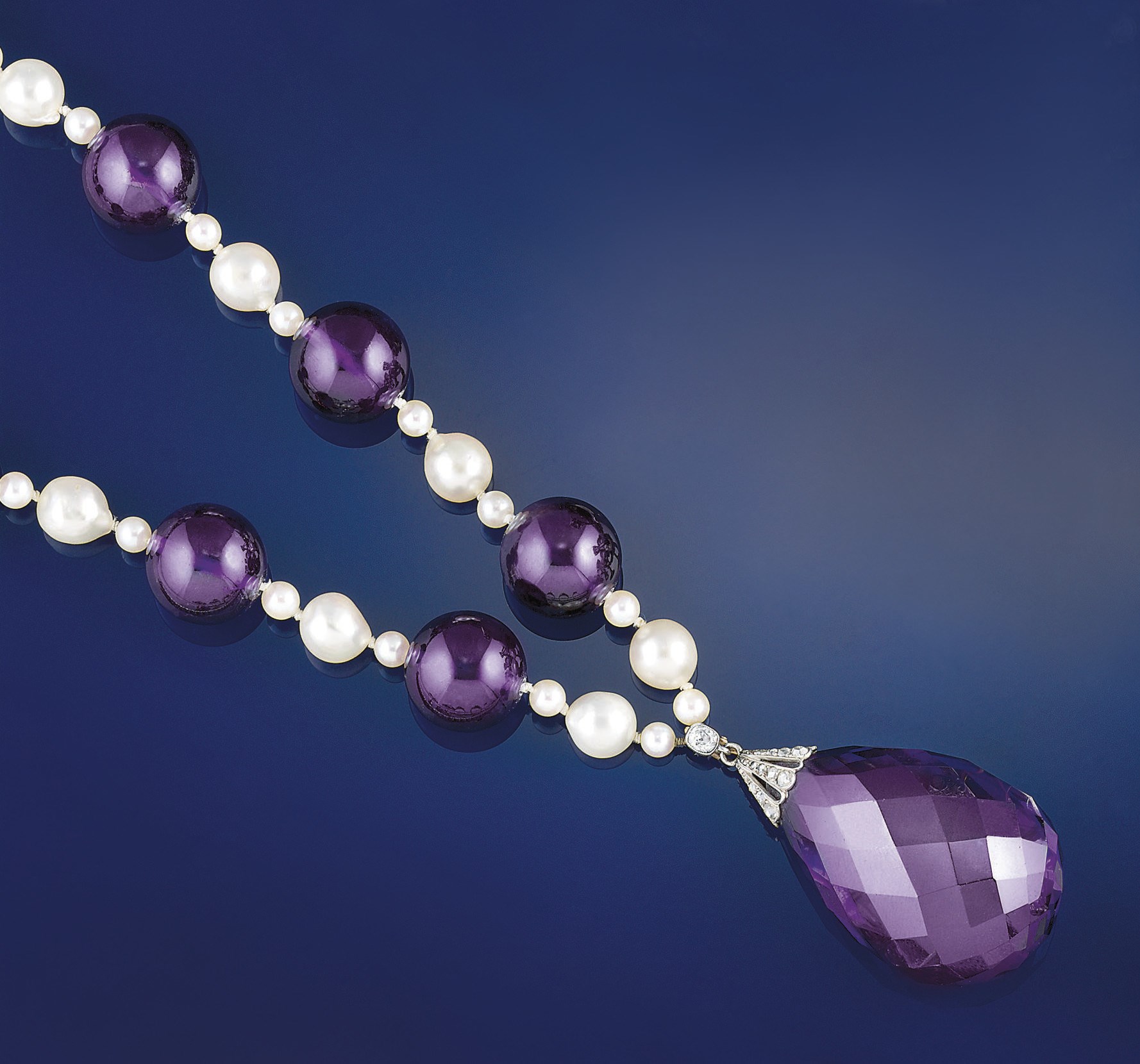 Two amethyst and cultured pearl necklaces