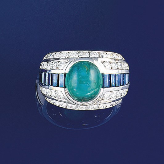 An emerald, sapphire and diamond ring, by Repossi
