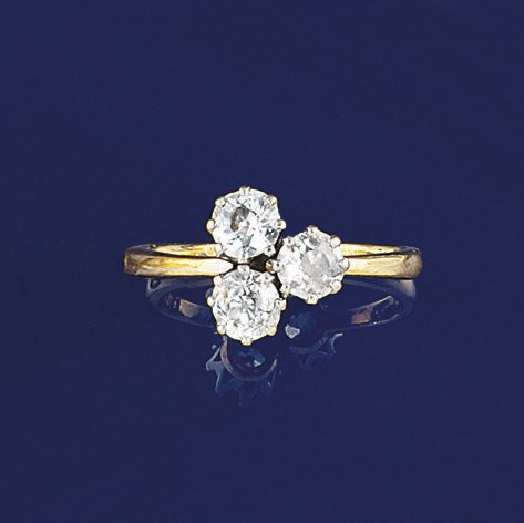 A diamond three stone ring